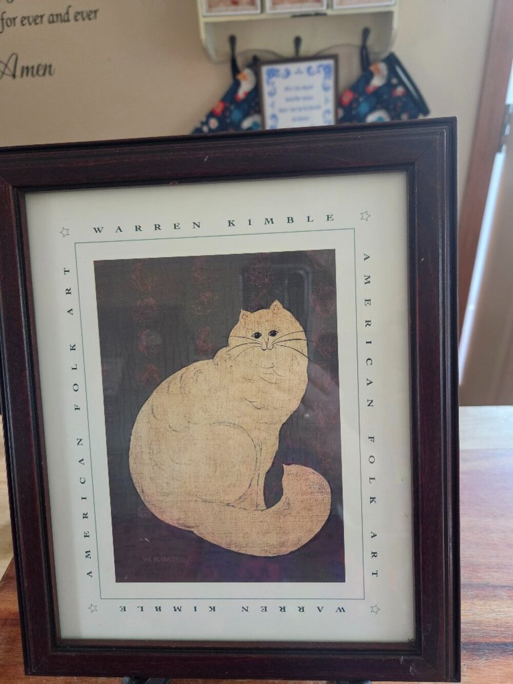 WARREN KIMBLE WHITE PERSION CAT CHIC FARMHOUSE PRINT PICTURE